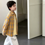 【100-170】シャツ 男の子 チェック柄 カジュアル ストリート風 - 画像 (3)
