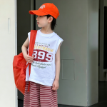 【100-170】Tシャツ 男の子 ノースリープ カジュアル ストリート風 - 画像 (3)
