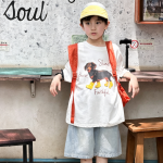 【90-160】半袖Tシャツ 男の子 イヌ プリント ファッション - 画像 (3)