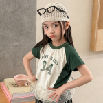 【80-130】半袖Tシャツ 女の子 ラグラン プリント トレンド - 画像 (2)