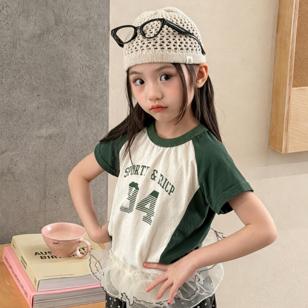 【80-130cm】半袖Ｔシャツ 女の子 ラグラン プリント トレンド