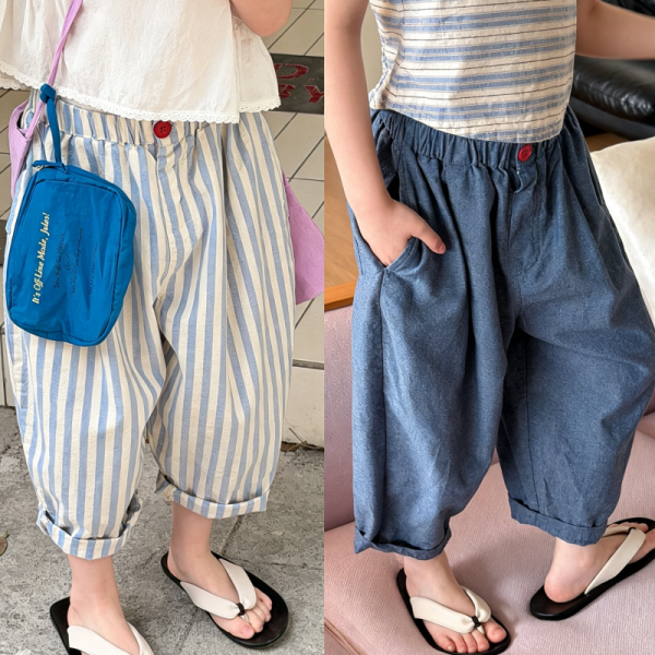 【80-130cm】パンツ 女の子 七分丈 ワイドパンツ カジュアル