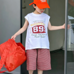【100-170】Tシャツ 男の子 ノースリープ カジュアル ストリート風 - 画像 (4)