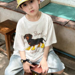 【90-160】半袖Tシャツ 男の子 イヌ プリント ファッション - 画像 (4)