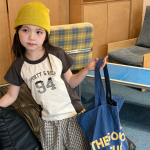 【80-130】半袖Tシャツ 女の子 ラグラン プリント トレンド - 画像 (3)