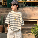 【100-170】半袖Tシャツ 男の子 ボーダー柄 通気性拔群 - 画像 (6)