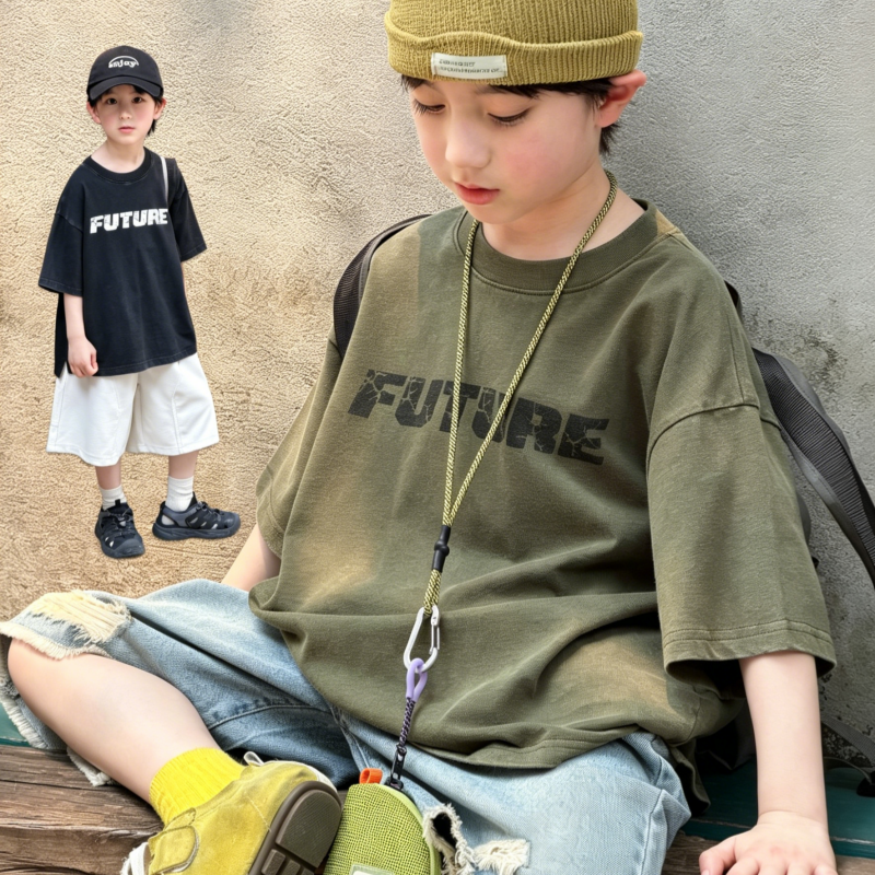 去除图片文字水印 (4)_副本 【90-160】半袖Tシャツ 男の子 プリント 英字 ストリート風 - 画像 (1)