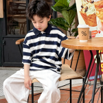【100-170】半袖Tシャツ 男の子 ボーダー柄 折り襟 ポロシャツ - 画像 (5)