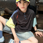 【100-170】半袖シャツ 男の子 折り襟 配色切り替え ポロシャツ - 画像 (6)