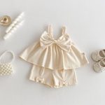 【73-100】セットアップ ベビー ビッグリボントップス&パンツ