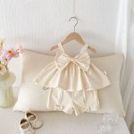 【73-100】セットアップ ベビー ビッグリボントップス&パンツ - 画像 (3)