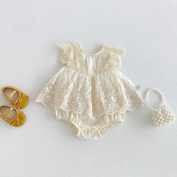 【66-90cm】ロンパース ベビー おしゃれ プリンセス レース