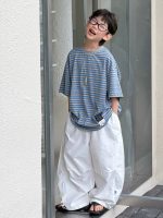 【90-160】半袖Tシャツ 男の子 ボーダー柄 韓国風 - 画像 (3)