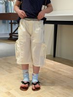 【100-160】ショートパンツ 韓国風 ゆったり 縄結び 無地 七分丈