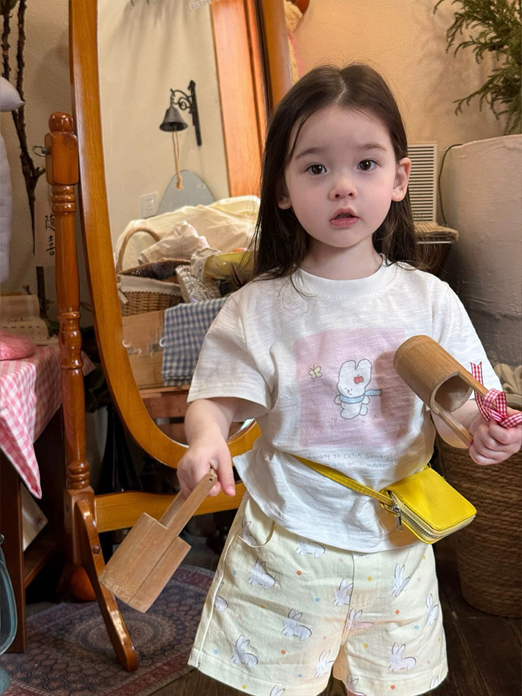 O1CN012FijqQ28geWVCU2Ja_940097962-0-cib.jpg 【80-130】半袖Tシャツorショートパンツ 女の子 プリント カートゥーン - 画像 (1)
