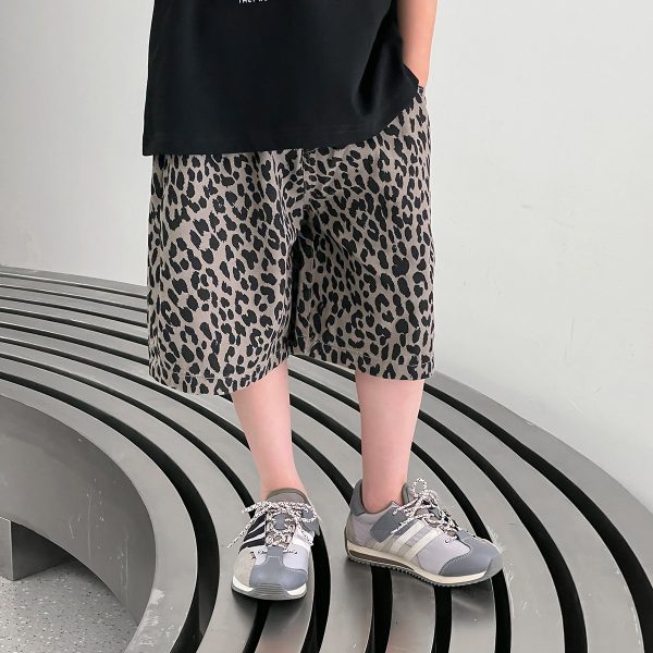 【100-160cm】ショートパンツ 男の子 レオパード トレンド
