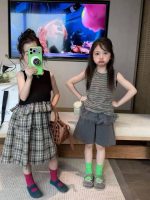 【80-130】ボーダー柄 ベストorスカートorパンツ 女の子 おしゃれ - 画像 (4)