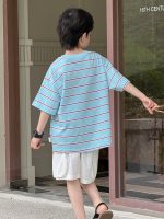 【100-160】半袖Tシャツ 男の子 ボーダー柄 快適 ゆったり - 画像 (3)