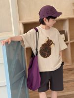 【90-160】半袖Tシャツ 男の子 ネコ プリント 韓国風 - 画像 (3)