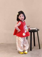 【80-140】アップリケ ベストorドット柄 パンツ 女の子 スウィート - 画像 (3)