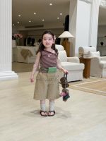 【80-130】ワンショルダー キャミソールor七分丈 パンツ 女の子 ボーダー柄 - 画像 (3)