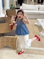 【90-140】ノースリープ トップスorパンツ 女の子 ドット柄 ゆったり - 画像 (2)