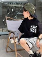 【90-160】半袖Tシャツ 男の子 パンダ プリント ゆったり - 画像 (2)