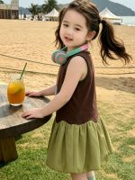 【90-150】ワンピース 女の子 ノースリープ 切り替え レトロ - 画像 (5)