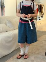 【100-160】ショートパンツ 夏新作 韓国風 ゆったり 五分丈 ゆったり デニム - 画像 (2)