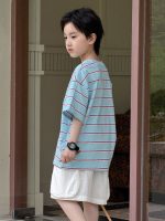 【100-160】半袖Tシャツ 男の子 ボーダー柄 快適 ゆったり - 画像 (4)