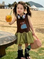 【90-150】ワンピース 女の子 ノースリープ 切り替え レトロ - 画像 (6)