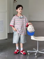 【100-170】Tシャツ ストライブ 韓国風 ゆったり 半袖 男の子 - 画像 (3)