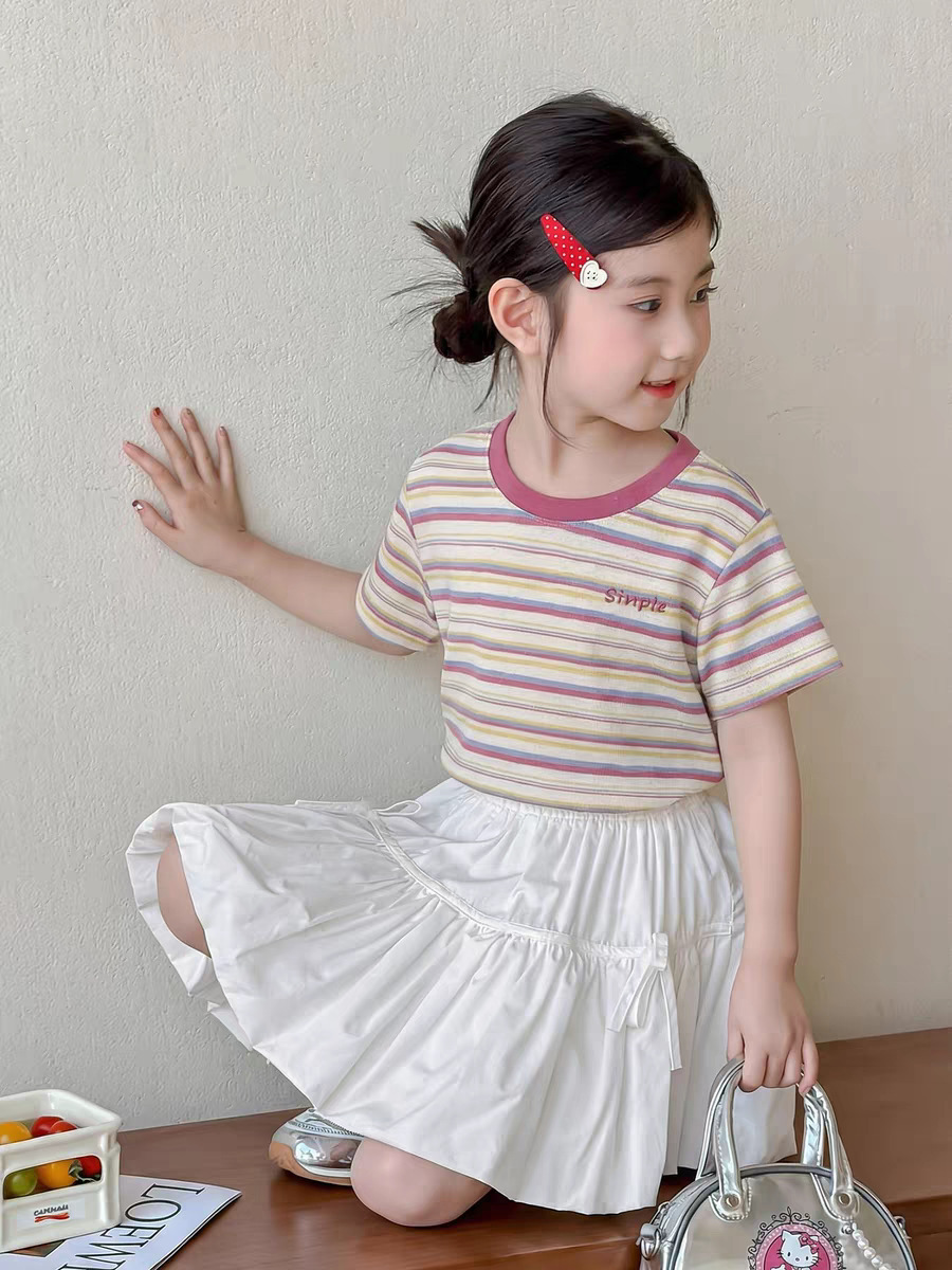 O1CN01FI6Hyd1xtyMMo8OuS_2215259866502-0-cib.jpg 【90-160】半袖Tシャツ 女の子 ボーダー柄 韓国風 - 画像 (1)