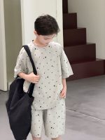 【100-170】セットアップ 星柄 ゆったり 薄手 カジュアル Tシャツ+ショートパンツ - 画像 (4)