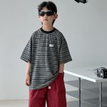【90-160】半袖Tシャツ 男の子 ボーダー柄 レトロ - 画像 (7)
