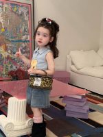 【80-130】折り襟 ベストorデニム ショートパンツ 女の子 かわいい - 画像 (3)