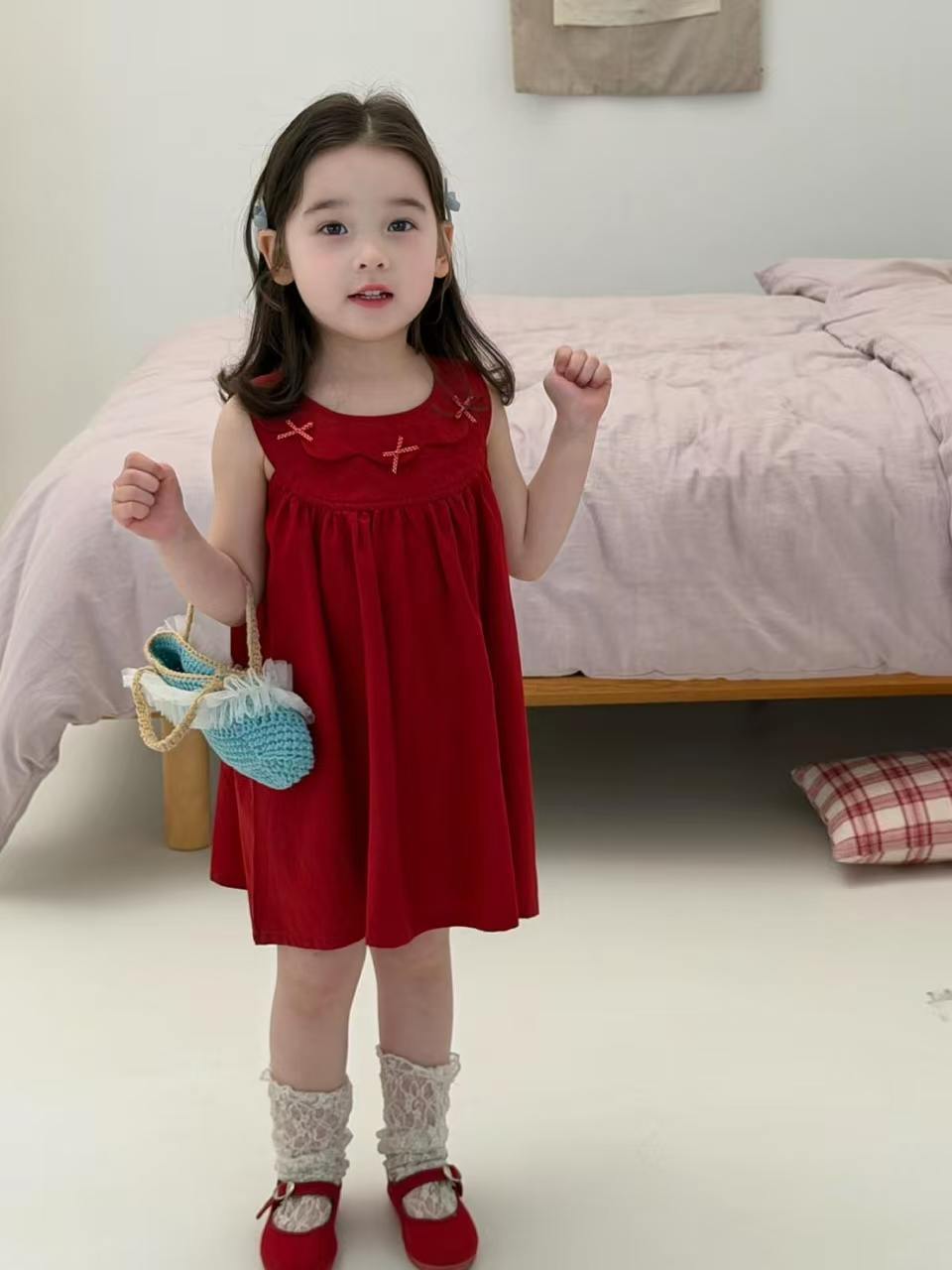 O1CN01I9Uara28gecAdpAhb_940097962-0-cib.jpg 【90-140】ワンピース 女の子 ノースリープ リボン付き ファッション - 画像 (1)
