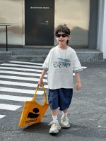 【90-160】半袖Tシャツ 男の子 配色 プリント カジュアル - 画像 (3)