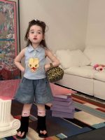 【80-130】折り襟 ベストorデニム ショートパンツ 女の子 かわいい - 画像 (4)