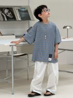 【90-160】半袖Tシャツ 男の子 ボーダー柄 韓国風 - 画像 (5)