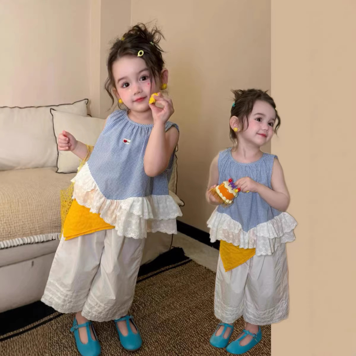 O1CN01ML6DRB1xtyLzn7qjv_2215259866502-0-cib.jpg 【90-150】トップスorパンツorセットアップ 女の子 チェック柄 フリル - 画像 (1)