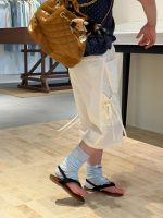 【100-160】ショートパンツ 韓国風 ゆったり 縄結び 無地 七分丈 - 画像 (5)