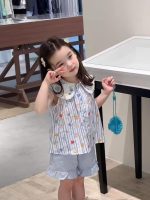 【80-130】ストライプ シャツorフリル ショートパンツ 女の子 ノースリープ - 画像 (3)