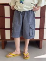 【100-170】ショートパンツ カジュアル ゆったり 無地 ポケット付き 五分丈 男の子 - 画像 (3)