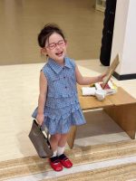 【90-150】ワンピース 女の子 チェック柄 折り襟 ノースリープ - 画像 (3)