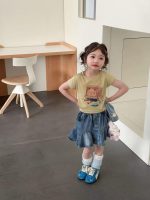 【90-140】半袖Tシャツorデニム スカート 女の子 プリント カートゥーン - 画像 (6)