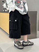 【90-150】七分丈 パンツ 男の子 ポケット付き ウォッシュド