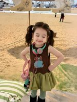 【90-150】ワンピース 女の子 ノースリープ 切り替え レトロ - 画像 (4)