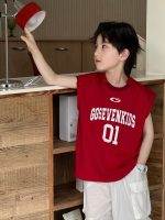【100-160】半袖Tシャツ 男の子 英字 プリント ノースリープ - 画像 (3)
