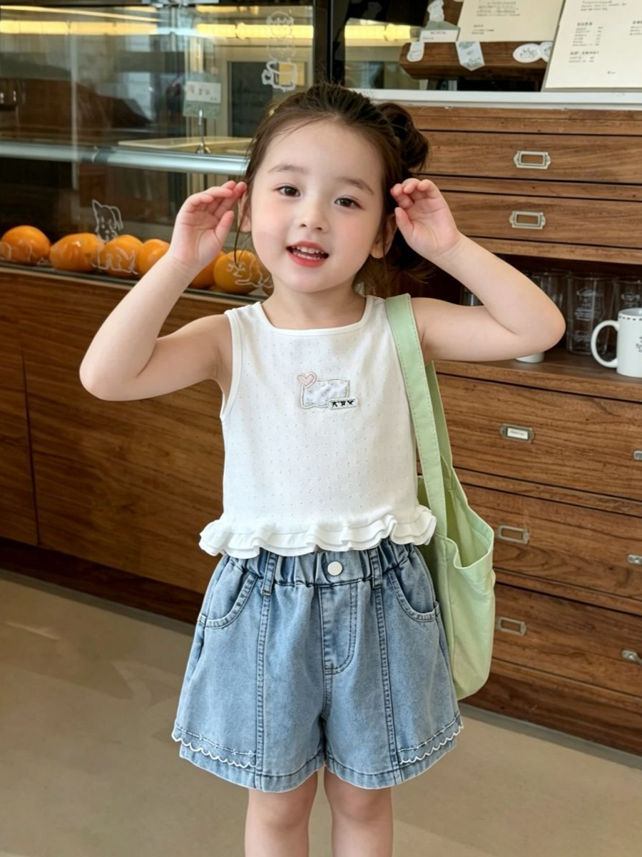 O1CN01be6uXX1xtyMDqnnJ0_2215259866502-0-cib.jpg 【90-150】トップスorパンツorセットアップ 女の子 ノースリープ フリル - 画像 (1)